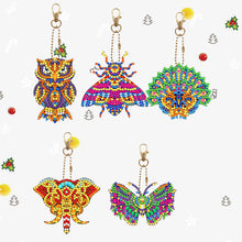 Load image into Gallery viewer, Full Drill Keyring Double Sided Diamond Painting Keychains (5PCS Butterfly Owl)
