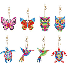 Load image into Gallery viewer, 8PCS Double Sided Rhinestone Painting Pendant Ornament(Butterfly OwlHummingbird)