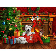 Load image into Gallery viewer, Diamond Painting - Full Square - Christmas puppy (40*30CM)