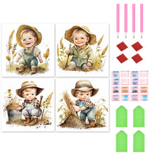 Load image into Gallery viewer, 4pcs Diamond Painting Set - farm cowboy kid (30*30CM)