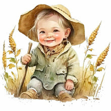 Load image into Gallery viewer, 4pcs Diamond Painting Set - farm cowboy kid (30*30CM)