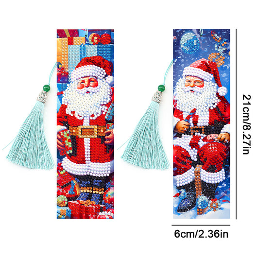 2PCS Christmas Diamond Drawing Bookmarks Special Shape Crystal Painting Bookmark