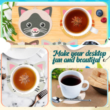 Load image into Gallery viewer, 6/8/10PCS Special Shape Diamond Painting Art Coaster Kit with Holder Cartoon Cat