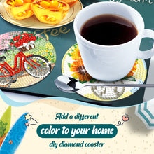 Load image into Gallery viewer, 8/10PCS Diamond Painting Art Coaster Kit with Holder Bikes Sunrise Flower Kobold