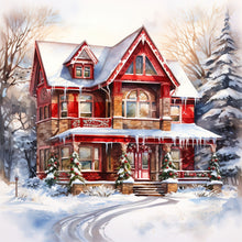 Load image into Gallery viewer, Diamond Painting - Full Round - christmas red house in snow (40*40CM)