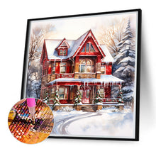 Load image into Gallery viewer, Diamond Painting - Full Round - christmas red house in snow (40*40CM)