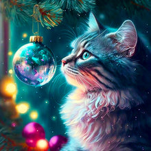 Load image into Gallery viewer, Diamond Painting - Full Round - Christmas crystal cat (40*40CM)