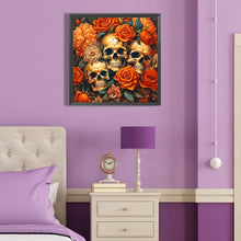 Load image into Gallery viewer, Diamond Painting - Full Round - skull girl in flowers (40*40CM)