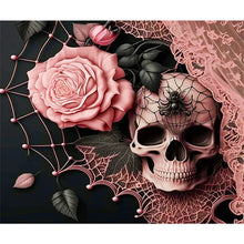 Load image into Gallery viewer, Diamond Painting - Full Round - gentleman skull with pink roses (50*60CM)