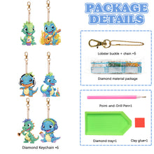 Load image into Gallery viewer, 6PCS Diamond Painting Keychains Double Sided Full Drill Keyring (Dinosaurs)