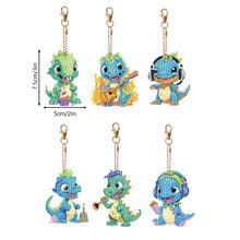 Load image into Gallery viewer, 6PCS Diamond Painting Keychains Double Sided Full Drill Keyring (Dinosaurs)