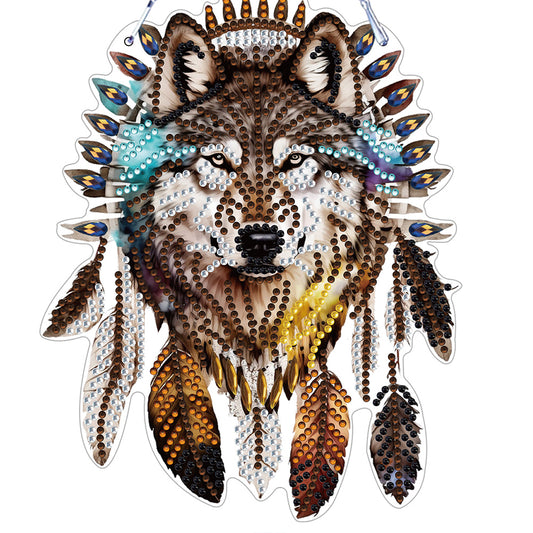 Special Shape DIY Diamond Painting Ornaments Wolf Head Full Drill Art Kit (#5)
