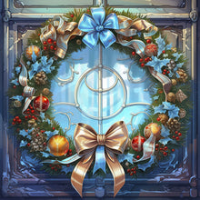 Load image into Gallery viewer, 4pcs Diamond Painting Set - Christmas wreath glass art (30*30CM)