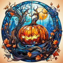 Load image into Gallery viewer, 4pcs Diamond Painting Set - Halloween Pumpkin Glass Painting (30*30CM)