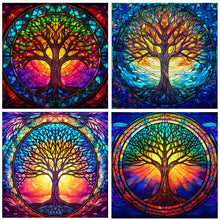 Load image into Gallery viewer, 4pcs Diamond Painting Set - Wisdom tree glass painting (30*30CM)