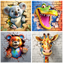 Load image into Gallery viewer, 4pcs Diamond Painting Set - small animals breaking through the wall (30*30CM)