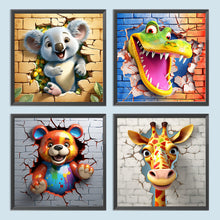 Load image into Gallery viewer, 4pcs Diamond Painting Set - small animals breaking through the wall (30*30CM)
