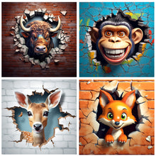 Load image into Gallery viewer, 4pcs Diamond Painting Set - The little animal that breaks out of the wall (30*30CM)