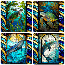 Load image into Gallery viewer, 4pcs Diamond Painting Set - marine life glass painting (30*30CM)