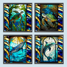 Load image into Gallery viewer, 4pcs Diamond Painting Set - marine life glass painting (30*30CM)
