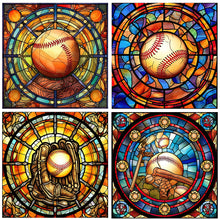 Load image into Gallery viewer, 4pcs Diamond Painting Set - baseball glass painting (30*30CM)