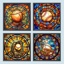 Load image into Gallery viewer, 4pcs Diamond Painting Set - baseball glass painting (30*30CM)