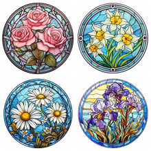 Load image into Gallery viewer, 4pcs Diamond Painting Set - flower glass painting (30*30CM)