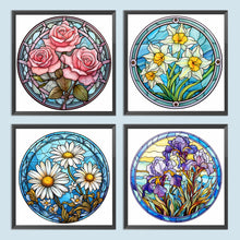 Load image into Gallery viewer, 4pcs Diamond Painting Set - flower glass painting (30*30CM)