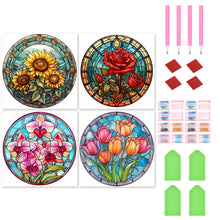 Load image into Gallery viewer, 4pcs Diamond Painting Set - flower glass painting (30*30CM)