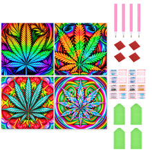 Load image into Gallery viewer, 4pcs Diamond Painting Set - marijuana leaf glass painting (30*30CM)