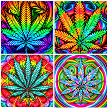 Load image into Gallery viewer, 4pcs Diamond Painting Set - marijuana leaf glass painting (30*30CM)
