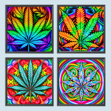 Load image into Gallery viewer, 4pcs Diamond Painting Set - marijuana leaf glass painting (30*30CM)