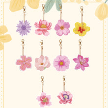 Load image into Gallery viewer, 10PCS Diamond Painting Keychains Flower Double Sided Rhinestone Painting Pendant