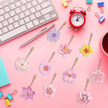 Load image into Gallery viewer, 10PCS Diamond Painting Keychains Flower Double Sided Rhinestone Painting Pendant