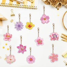 Load image into Gallery viewer, 10PCS Diamond Painting Keychains Flower Double Sided Rhinestone Painting Pendant