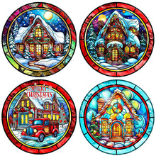 Load image into Gallery viewer, 4pcs Diamond Painting Set - Christmas cottage glass painting (30*30CM)