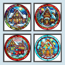 Load image into Gallery viewer, 4pcs Diamond Painting Set - Christmas cottage glass painting (30*30CM)