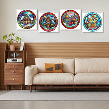 Load image into Gallery viewer, 4pcs Diamond Painting Set - Christmas cottage glass painting (30*30CM)