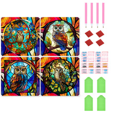Load image into Gallery viewer, 4pcs Diamond Painting Set - owl glass painting (30*30CM)