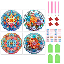 Load image into Gallery viewer, 4pcs Diamond Painting Set - flower glass painting (30*30CM)