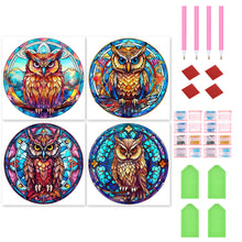 Load image into Gallery viewer, 4pcs Diamond Painting Set - owl glass painting (30*30CM)