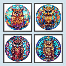 Load image into Gallery viewer, 4pcs Diamond Painting Set - owl glass painting (30*30CM)