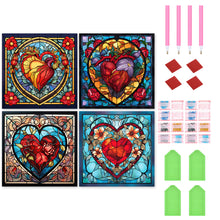 Load image into Gallery viewer, 4pcs Diamond Painting Set - beating heart glass painting (30*30CM)