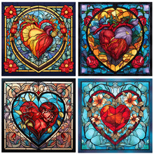 Load image into Gallery viewer, 4pcs Diamond Painting Set - beating heart glass painting (30*30CM)