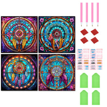 Load image into Gallery viewer, 4pcs Diamond Painting Set - dream catcher glass painting (30*30CM)