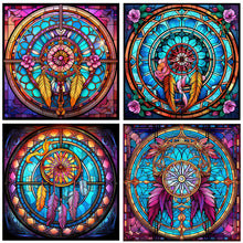 Load image into Gallery viewer, 4pcs Diamond Painting Set - dream catcher glass painting (30*30CM)