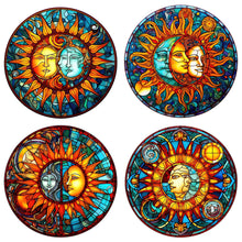 Load image into Gallery viewer, 4pcs Diamond Painting Set - sun and moon glass painting (30*30CM)