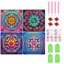 Load image into Gallery viewer, 4pcs Diamond Painting Set - mandala glass painting (30*30CM)