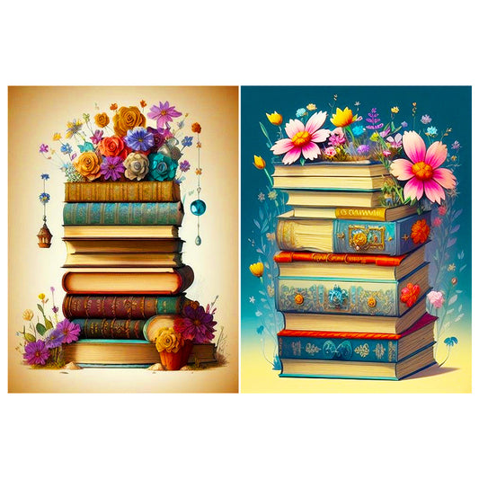 2pcs Diamond Painting Set - Flowers and books (30*40CM)