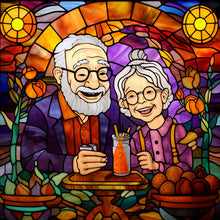 Load image into Gallery viewer, Diamond Painting - Full Round - Elderly couple glass painting (40*40CM)
